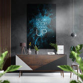 Never Stop Looking Up Brushed Aluminium Dibond Wall Art.